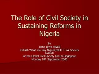 The Role of Civil Society in Sustaining Reforms in Nigeria