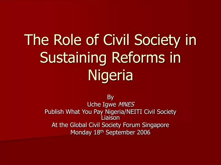 the role of civil society in sustaining reforms in nigeria
