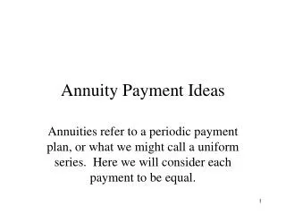Annuity Payment Ideas