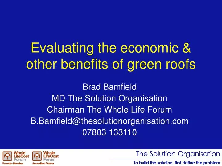 evaluating the economic other benefits of green roofs