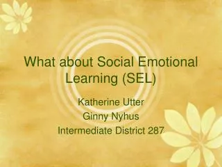 What about Social Emotional Learning (SEL)