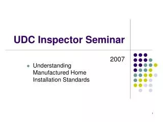 UDC Inspector Seminar