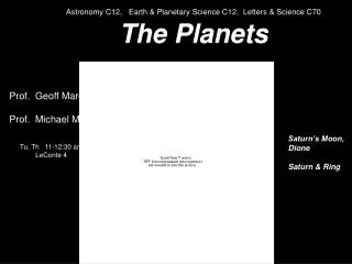 Astronomy C12, Earth &amp; Planetary Science C12, Letters &amp; Science C70 The Planets