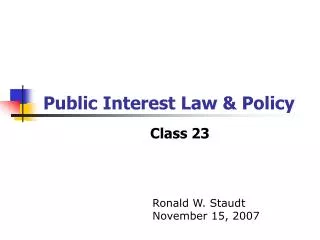 Public Interest Law &amp; Policy