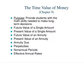The Time Value of Money (Chapter 9)