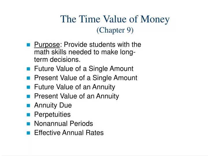 the time value of money chapter 9