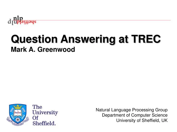 question answering at trec mark a greenwood