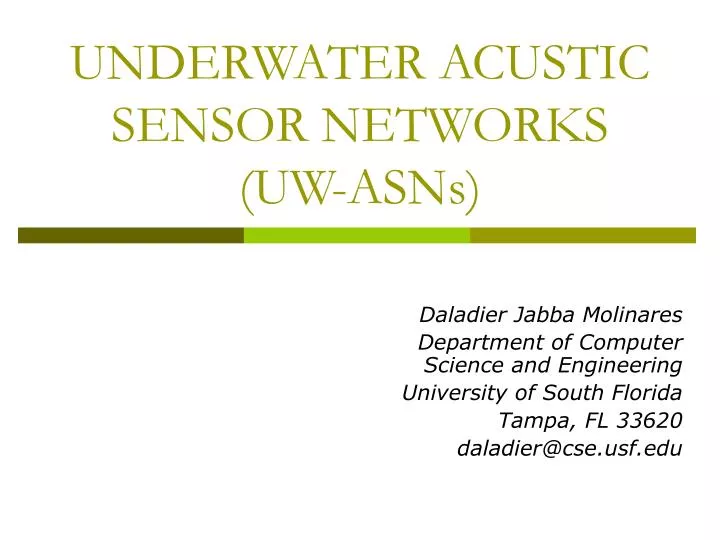 underwater acustic sensor networks uw asns