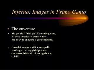 Inferno: Images in Primo Canto