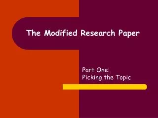 The Modified Research Paper