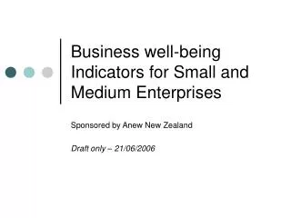 Business well-being Indicators for Small and Medium Enterprises