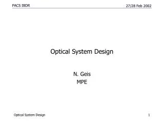 Optical System Design