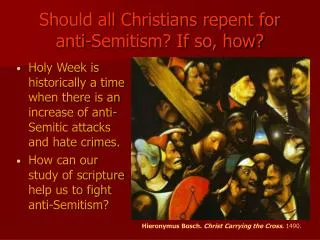 Should all Christians repent for anti-Semitism? If so, how?