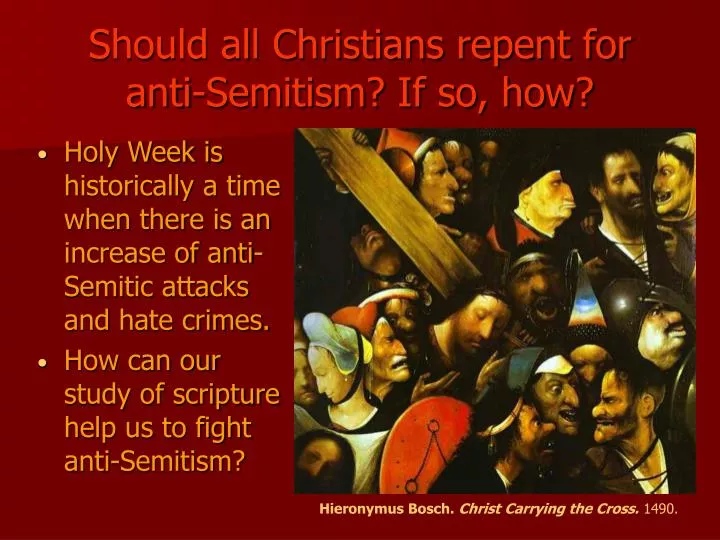 should all christians repent for anti semitism if so how