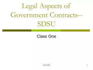 Legal Aspects of Government Contracts--SDSU