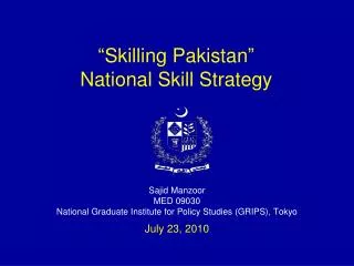 “Skilling Pakistan” National Skill Strategy