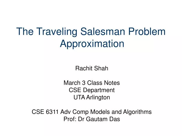 the traveling salesman problem approximation