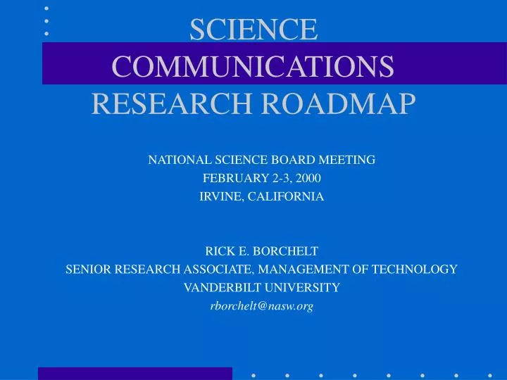 science communications research roadmap