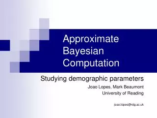 Approximate Bayesian Computation