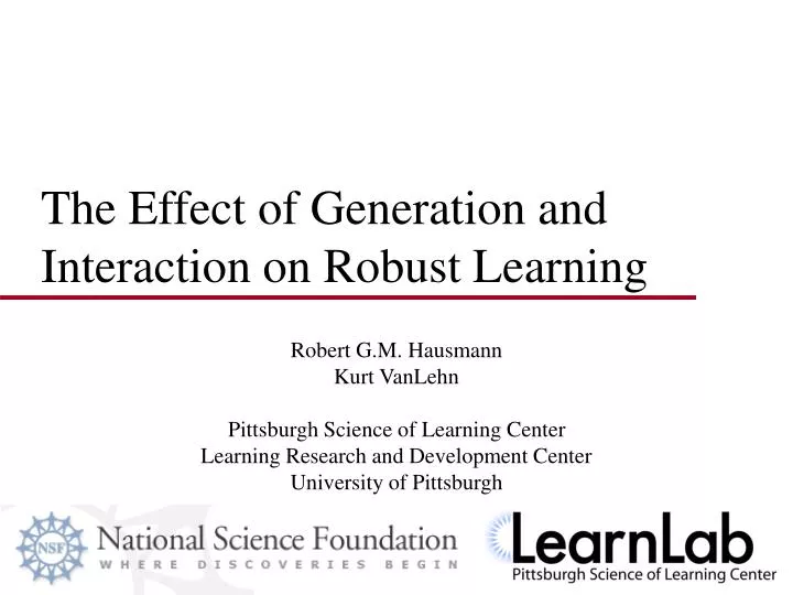 the effect of generation and interaction on robust learning