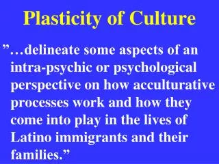Plasticity of Culture