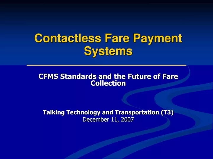 contactless fare payment systems