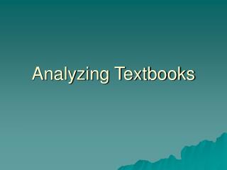 Analyzing Textbooks