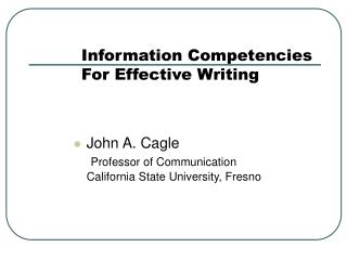 Information Competencies For Effective Writing