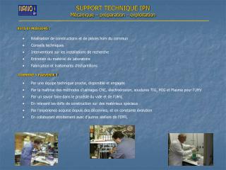support technique ipn m canique pr paration exploitation