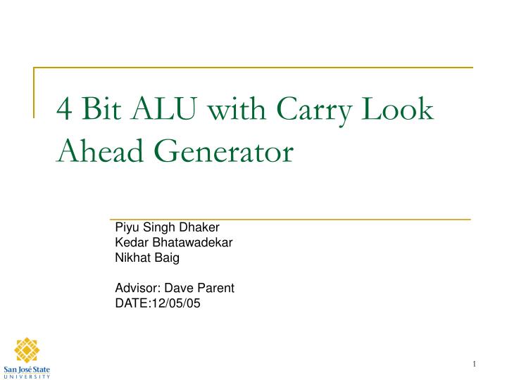 4 bit alu with carry look ahead generator