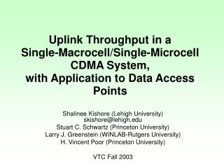 Uplink Throughput in a Single-Macrocell/Single-Microcell CDMA System, with Application to Data Access Points
