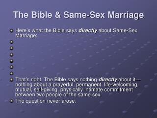 The Bible &amp; Same-Sex Marriage