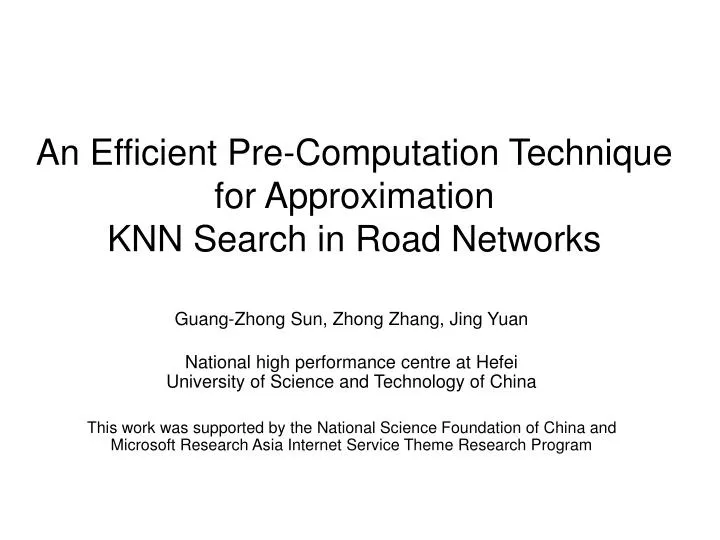 an efficient pre computation technique for approximation knn search in road networks
