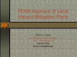 FEMA Approval of Local Hazard Mitigation Plans