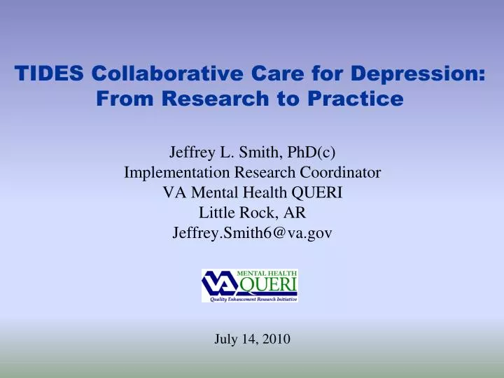 tides collaborative care for depression from research to practice