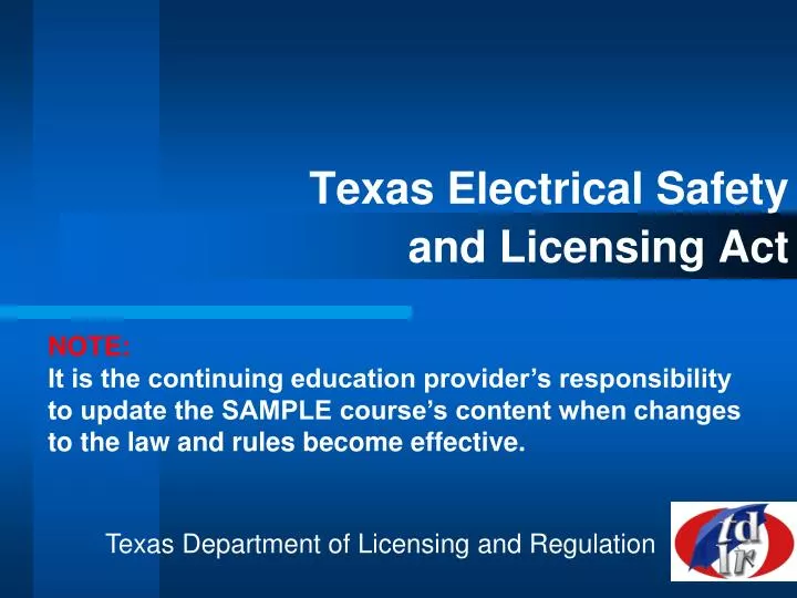 texas electrical safety and licensing act