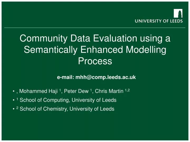 community data evaluation using a semantically enhanced modelling process