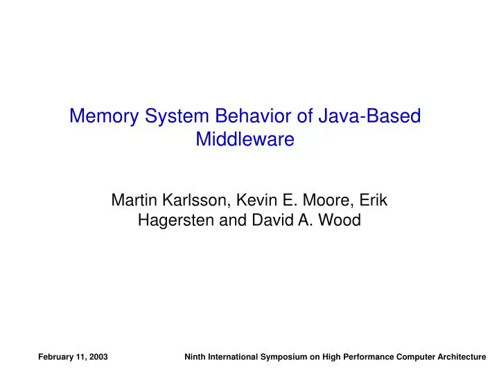 memory system behavior of java based middleware