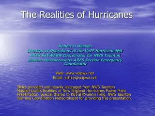The Realities of Hurricanes
