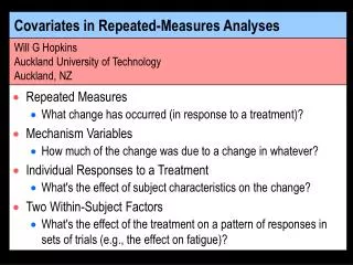 Covariates in Repeated-Measures Analyses