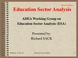 IIEP/WGESA/2002/INF. 4 Education Sector Analysis