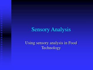Sensory Analysis