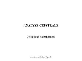 analyse cepstrale