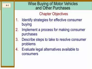 Wise Buying of Motor Vehicles and Other Purchases