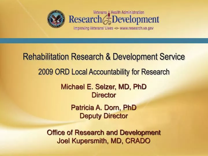 rehabilitation research development service 2009 ord local accountability for research