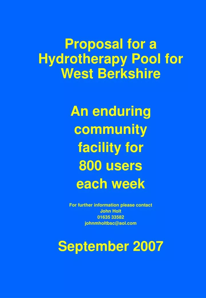 proposal for a hydrotherapy pool for west berkshire
