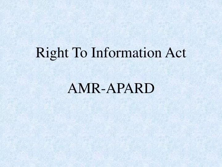 right to information act amr apard