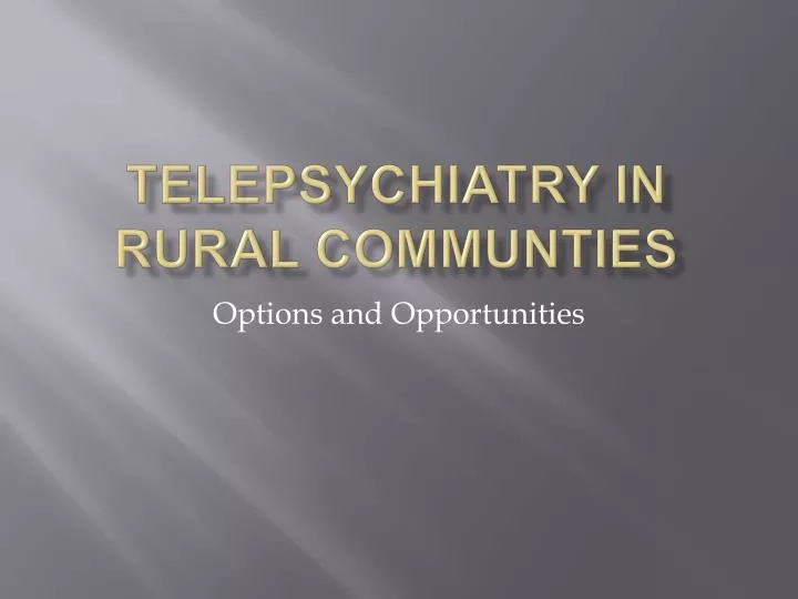 telepsychiatry in rural communties