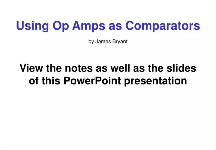using op amps as comparators