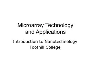 Microarray Technology and Applications